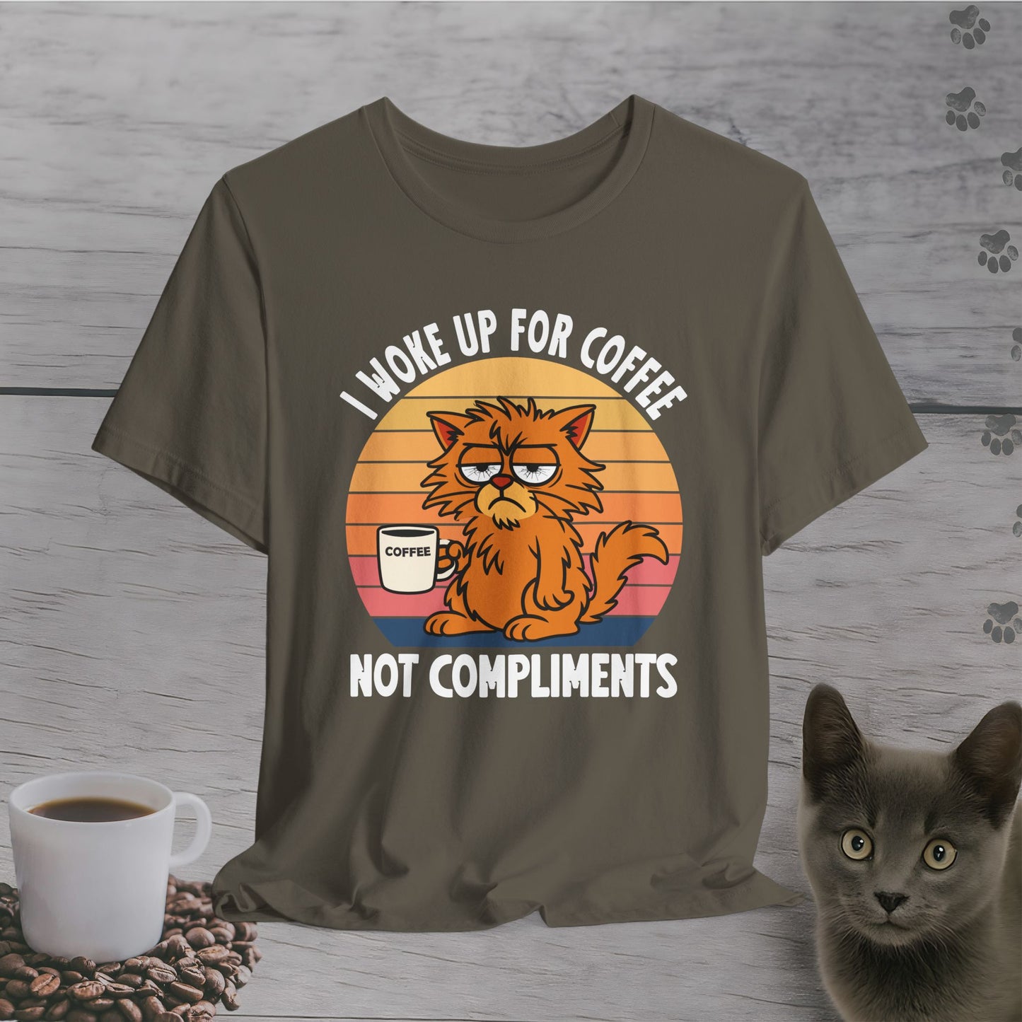 Coffee Not Compliments Cat T-Shirt
