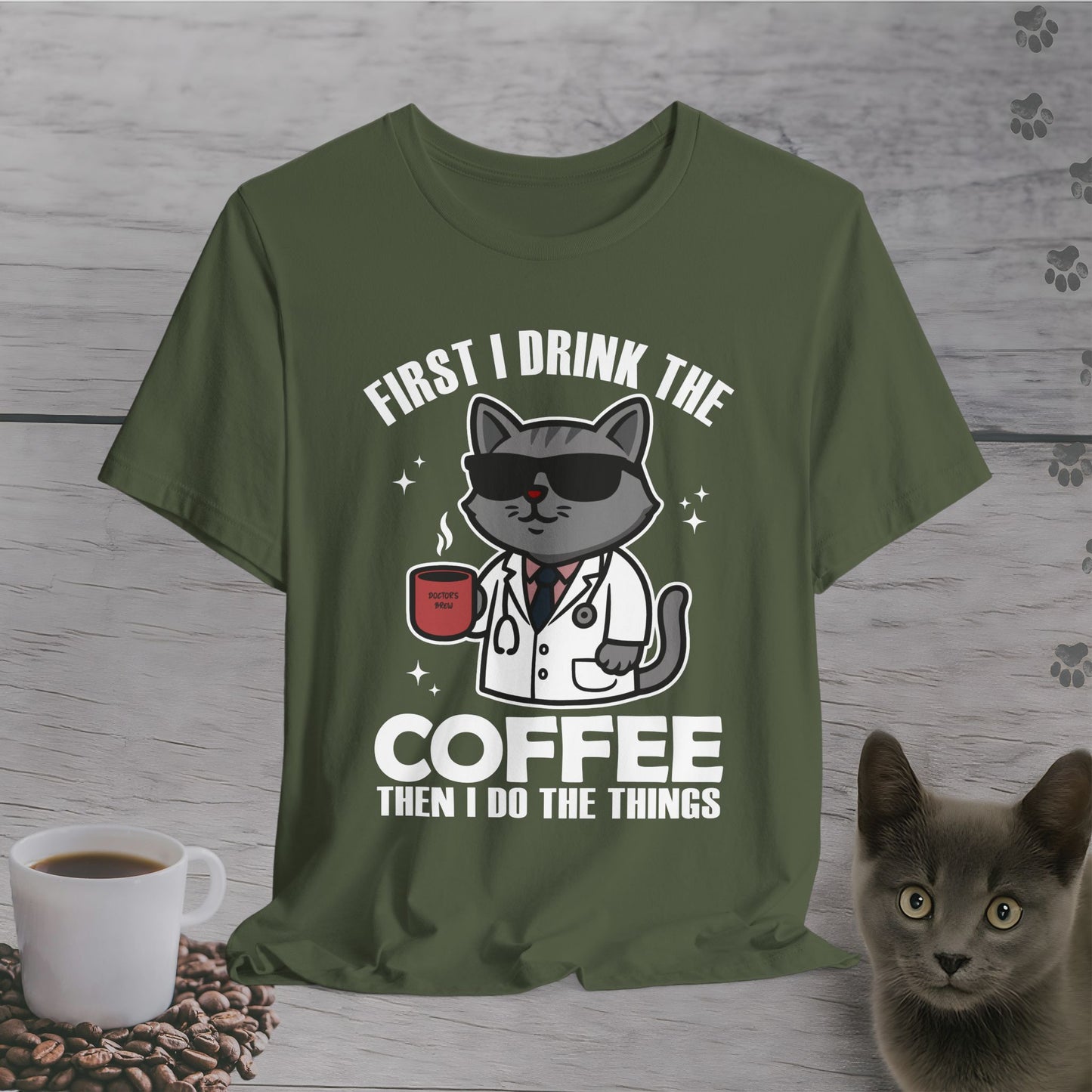 Coffee First Then Things Cat T-Shirt