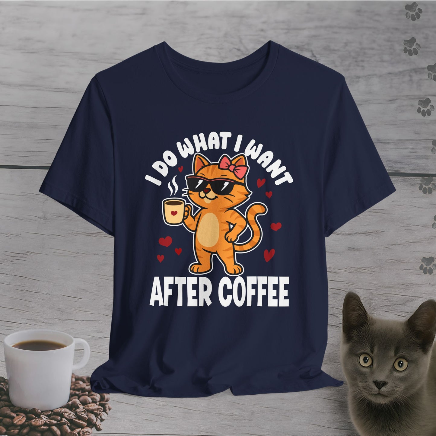 Attitude After Coffee Cat T-Shirt