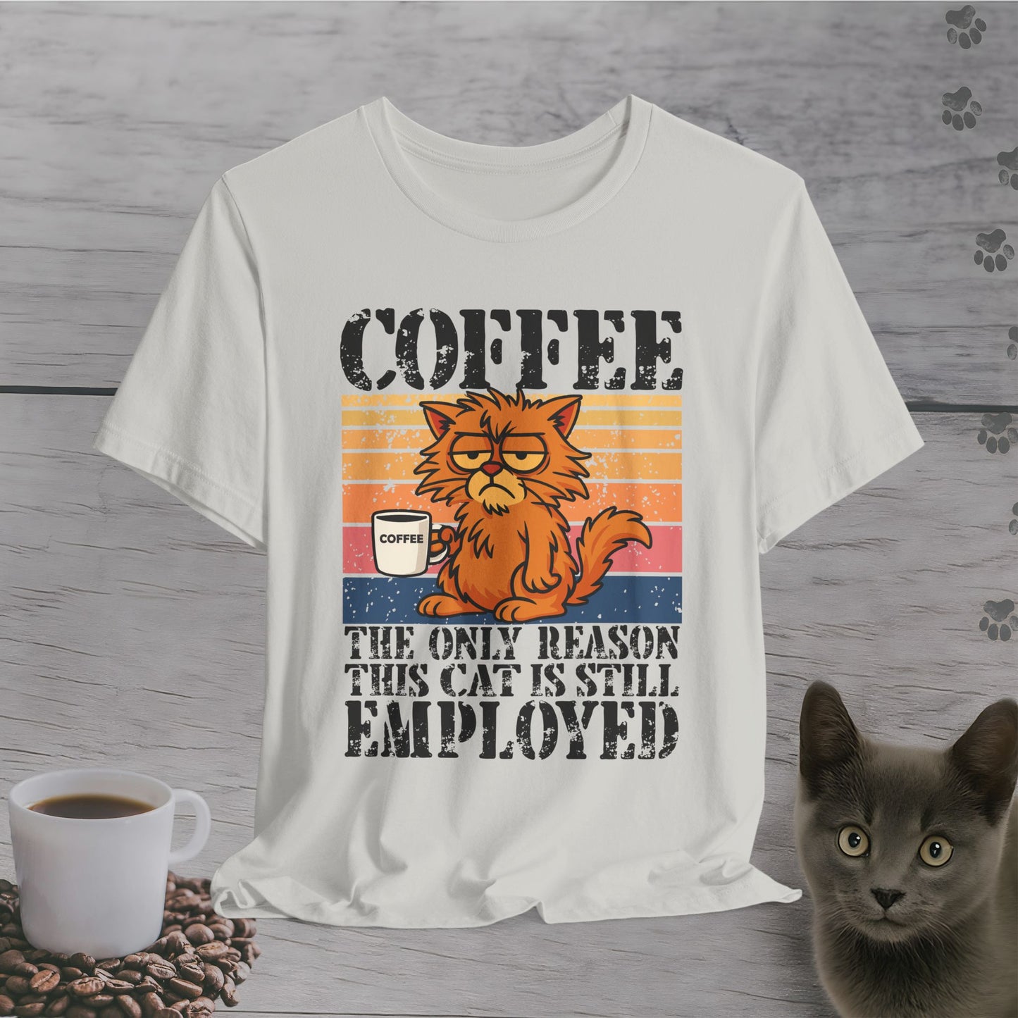 Adorable Employed by Coffee Cat T-Shirt