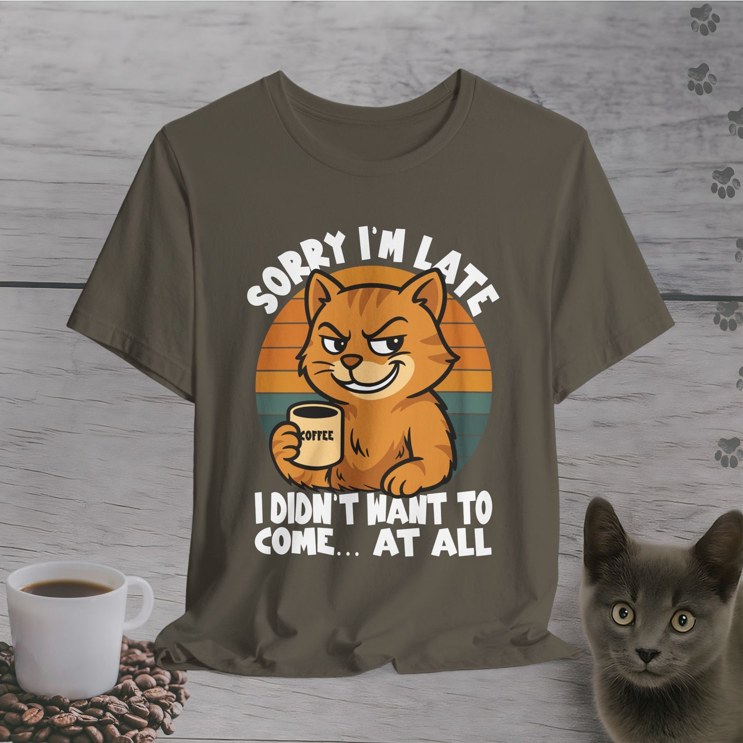 Caffeinated Unwilling Cat T-Shirt