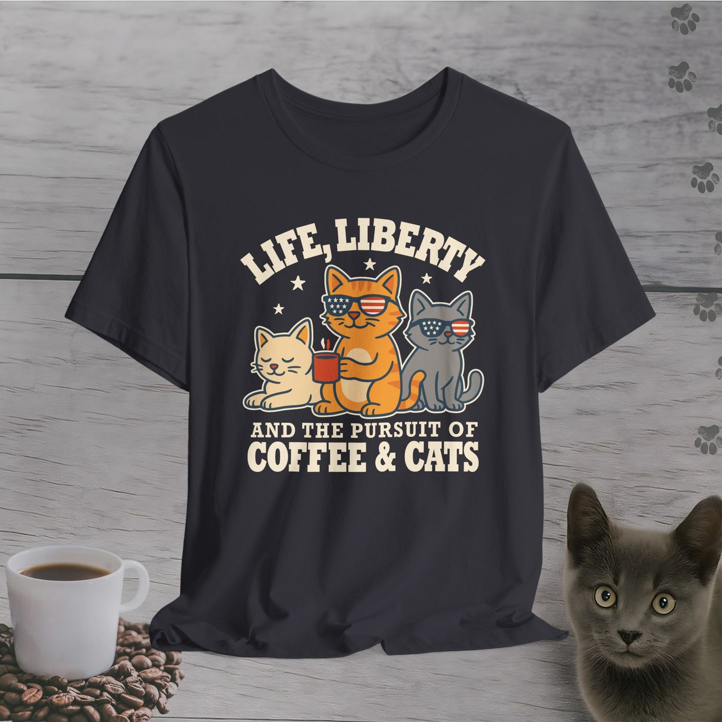 Freedom, Coffee & Cats T-Shirt