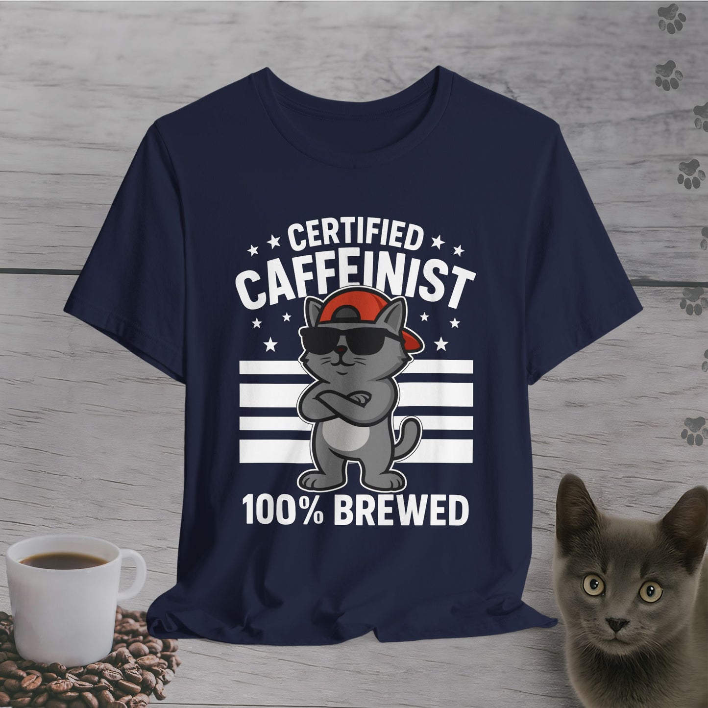 Certified Caffeinist Cat T-Shirt