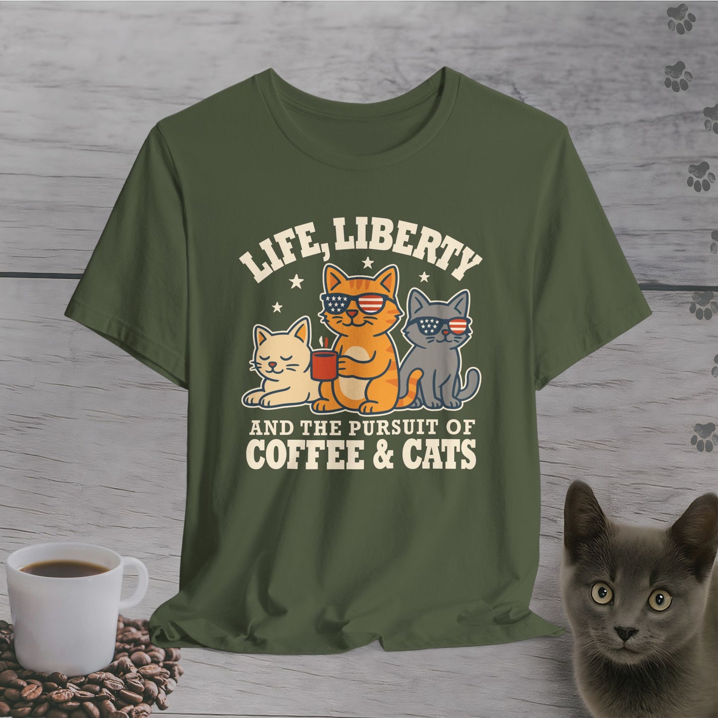 Freedom, Coffee & Cats T-Shirt