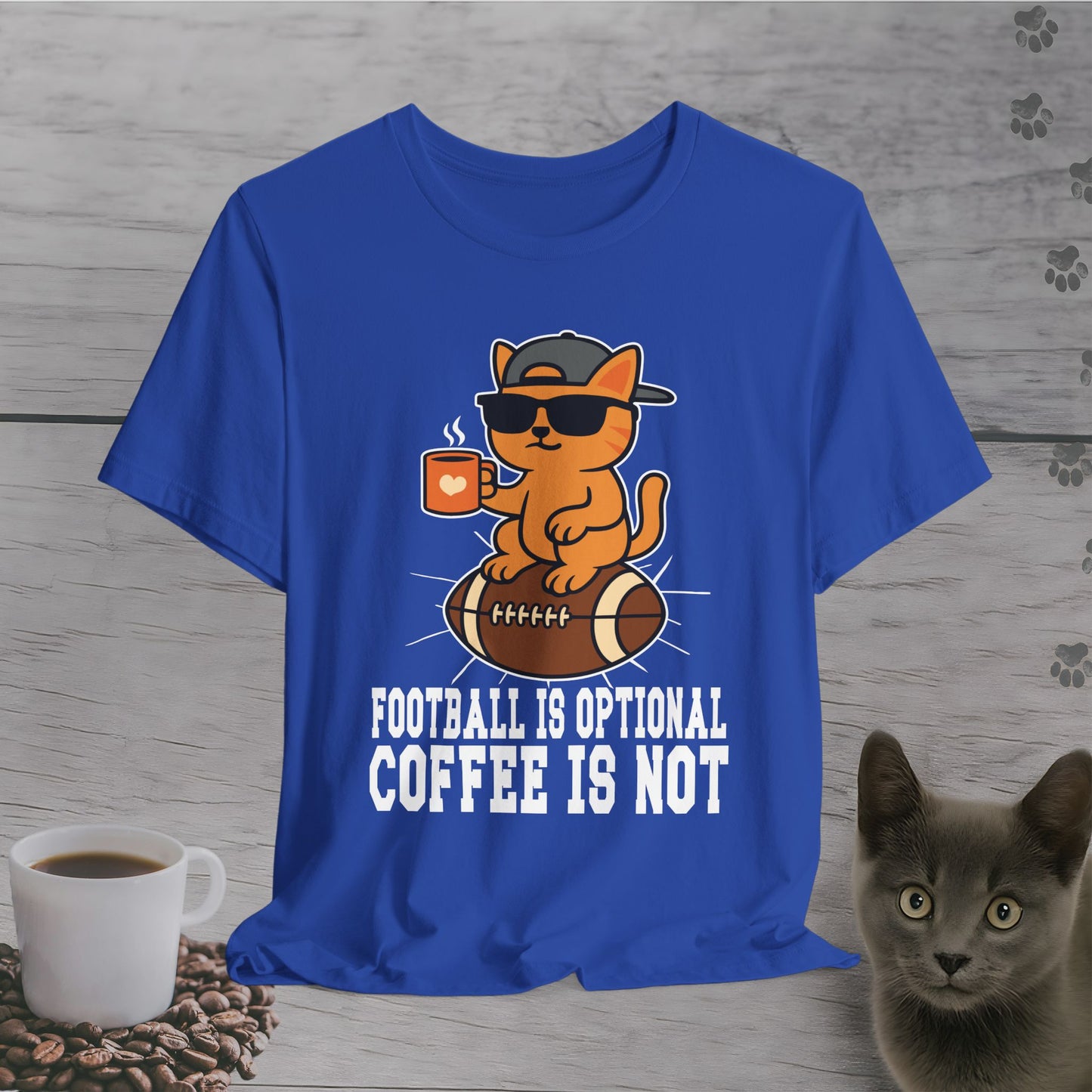 Funny Coffee Before Touchdowns Cat T-Shirt