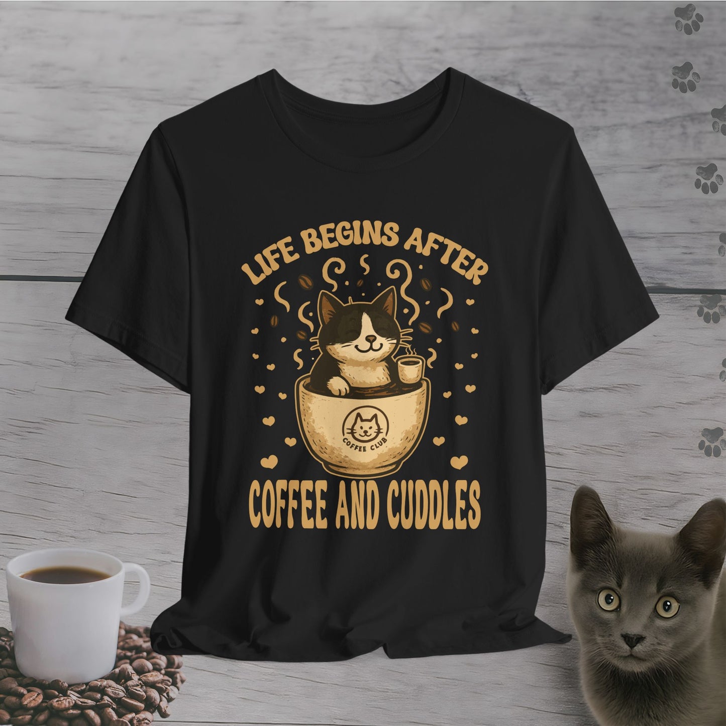 Coffee and Cuddles Cat T-Shirt