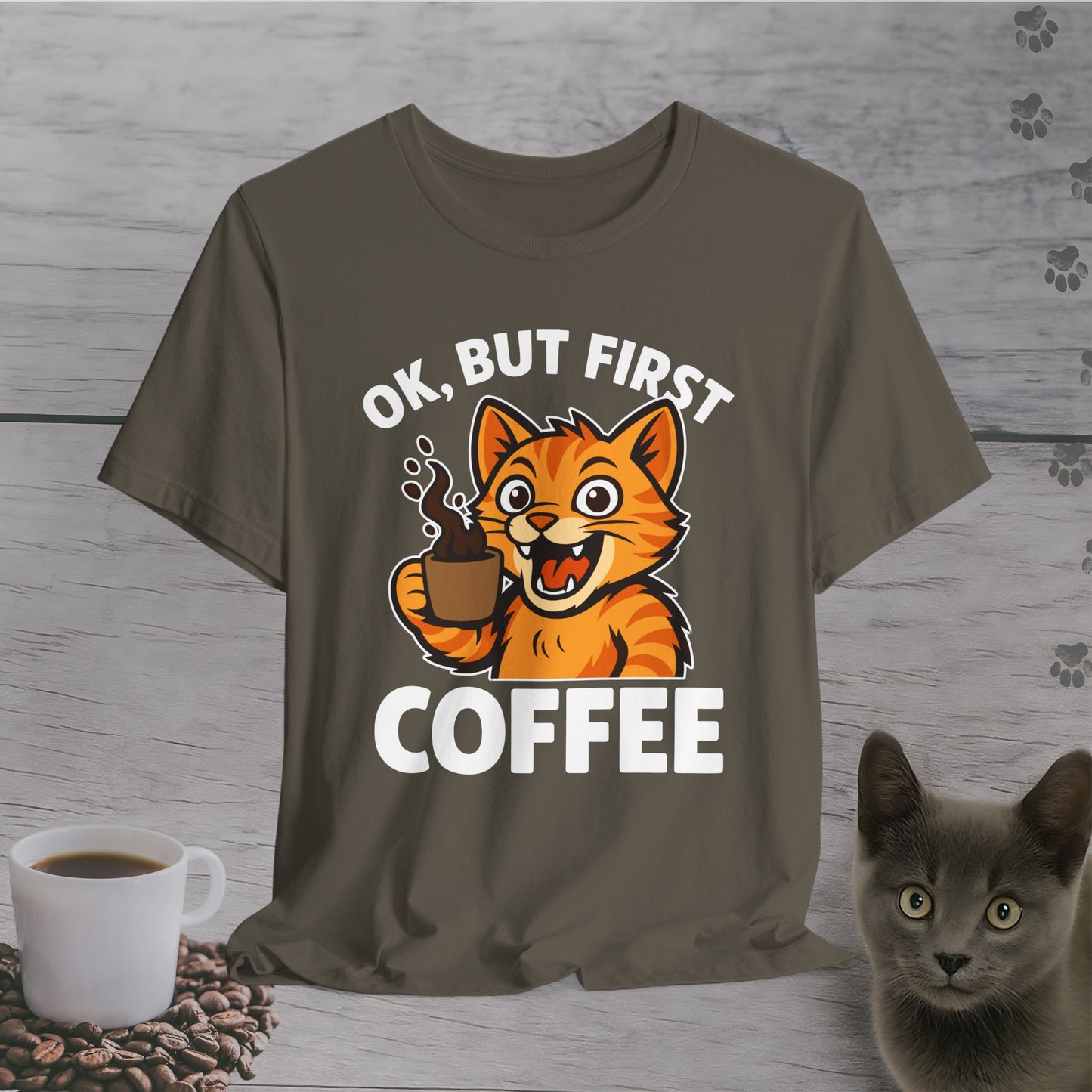 Energized But First Coffee Cat T-Shirt