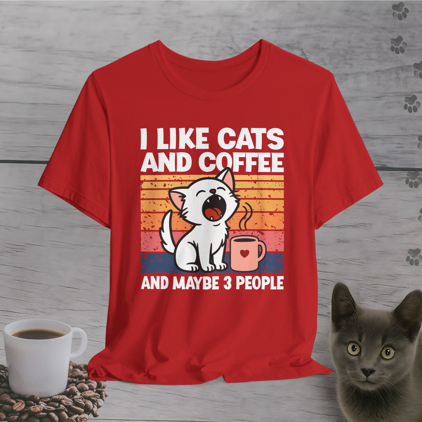 Cats Coffee and 3 People T-Shirt