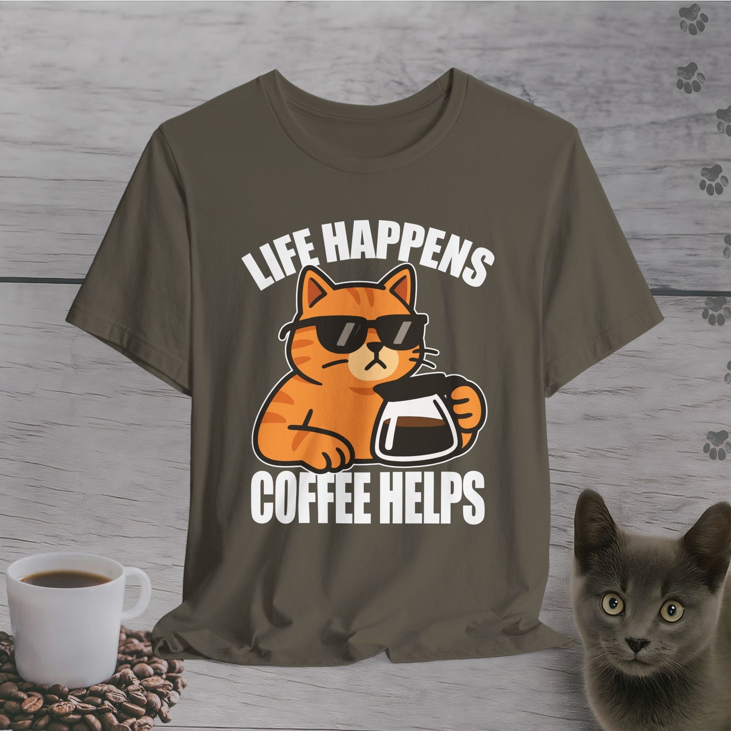 Life Happens Coffee Cat T-Shirt