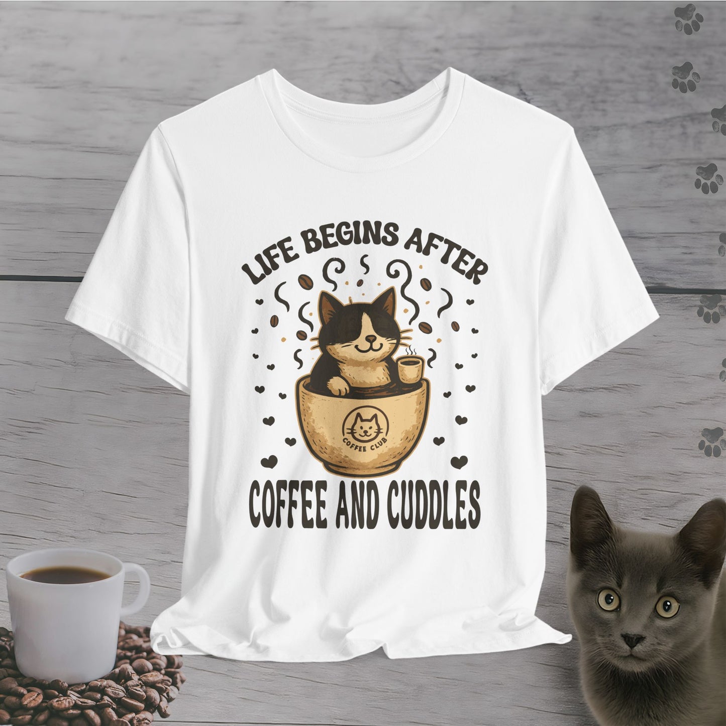 Coffee and Cuddles Cat T-Shirt