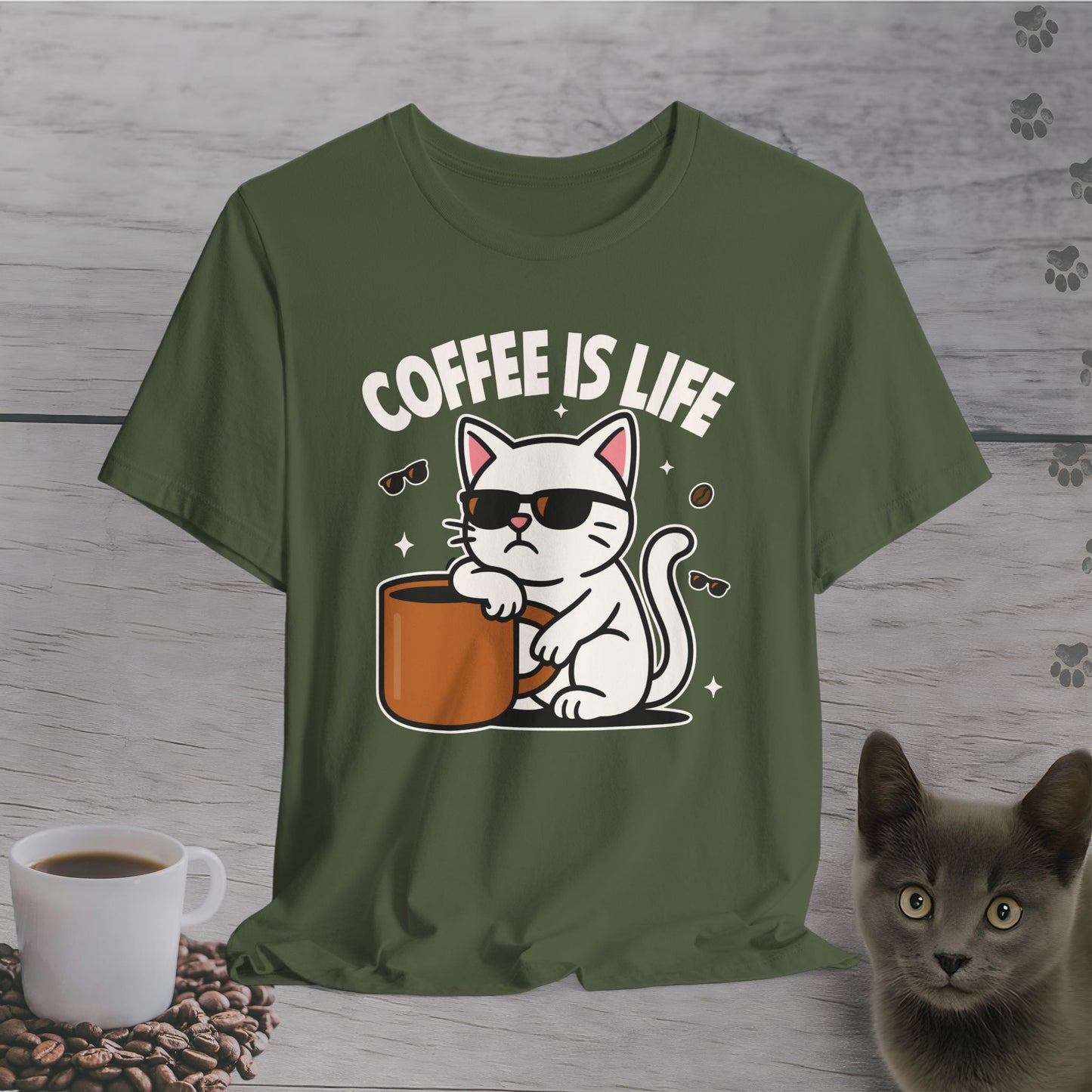 Coffee Is Life Cat T-Shirt