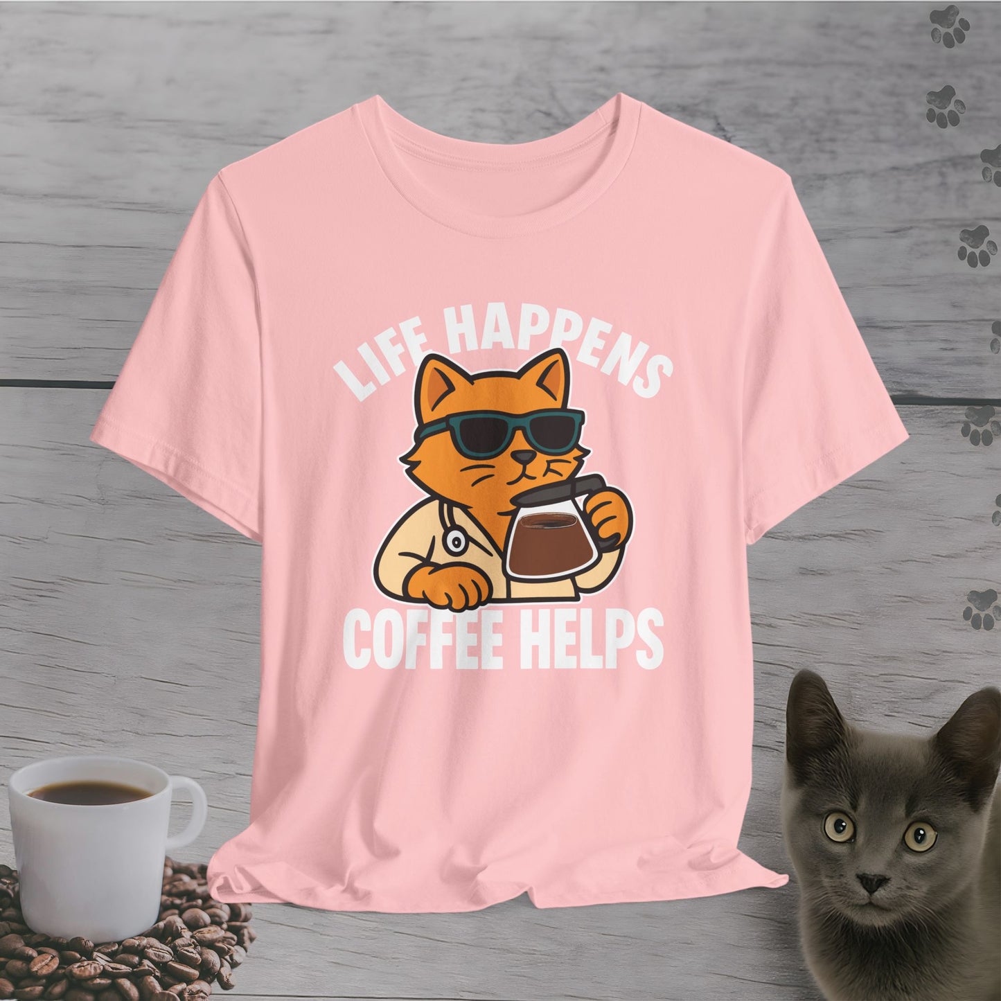 Coffee Helps Cool Cat T-Shirt