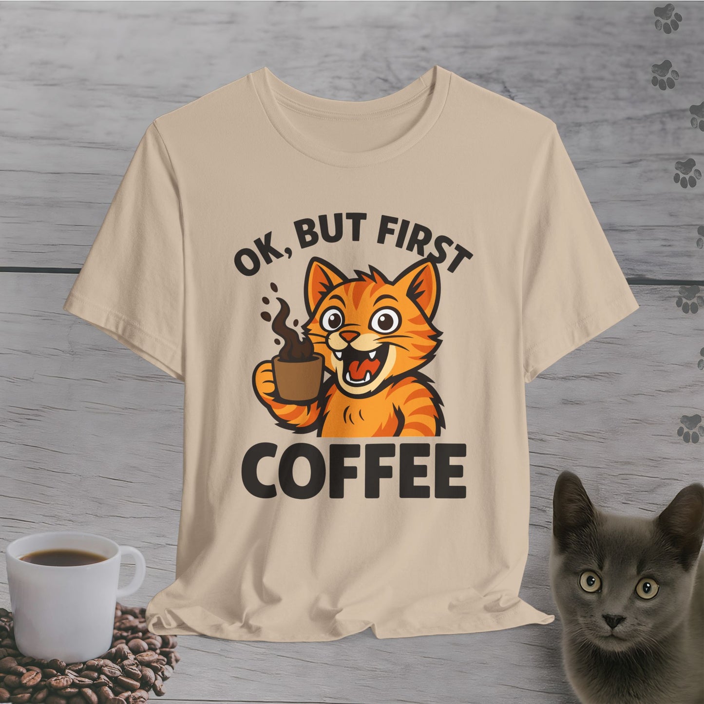 Energized But First Coffee Cat T-Shirt