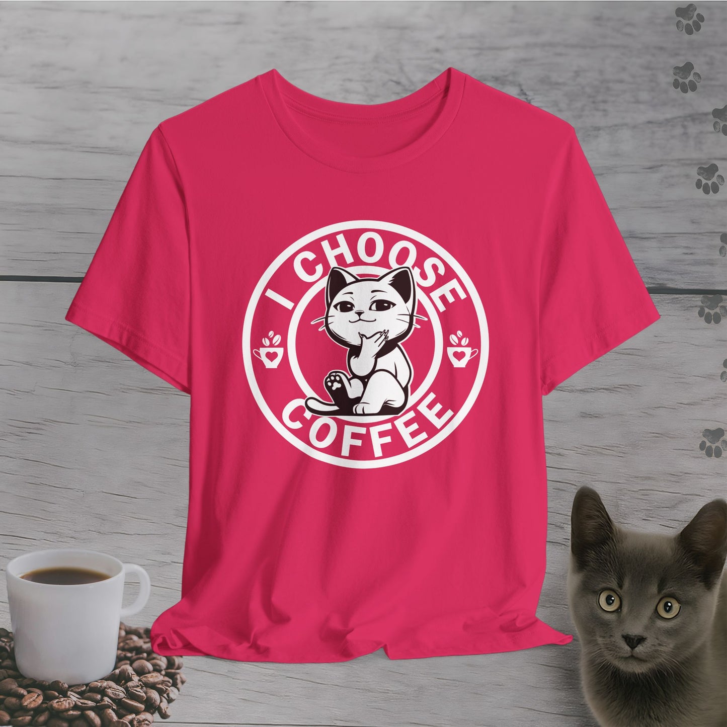 Wise Cat Chooses Coffee T-Shirt