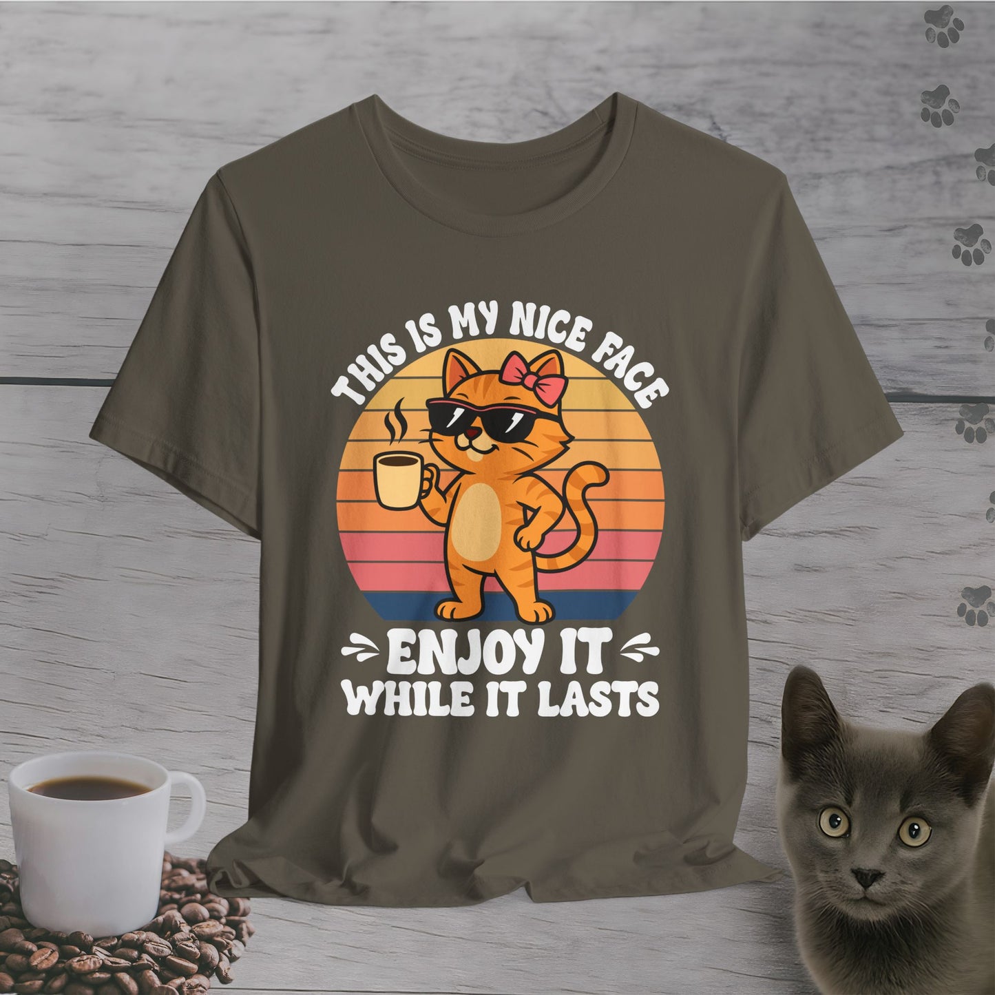 Coffee Cat Nice Face Warning T-Shirt