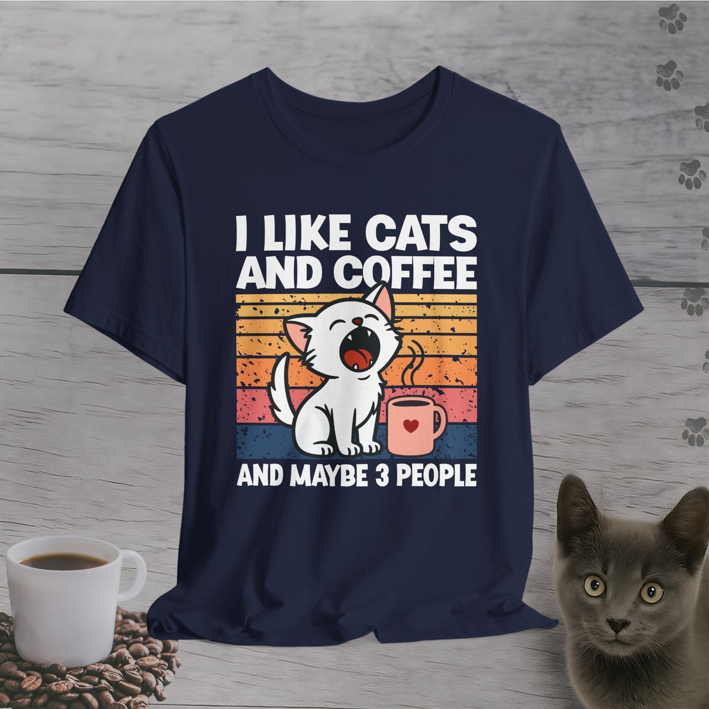 Cats Coffee and 3 People T-Shirt
