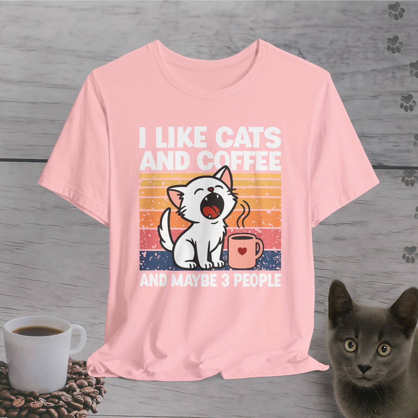 Cats Coffee and 3 People T-Shirt