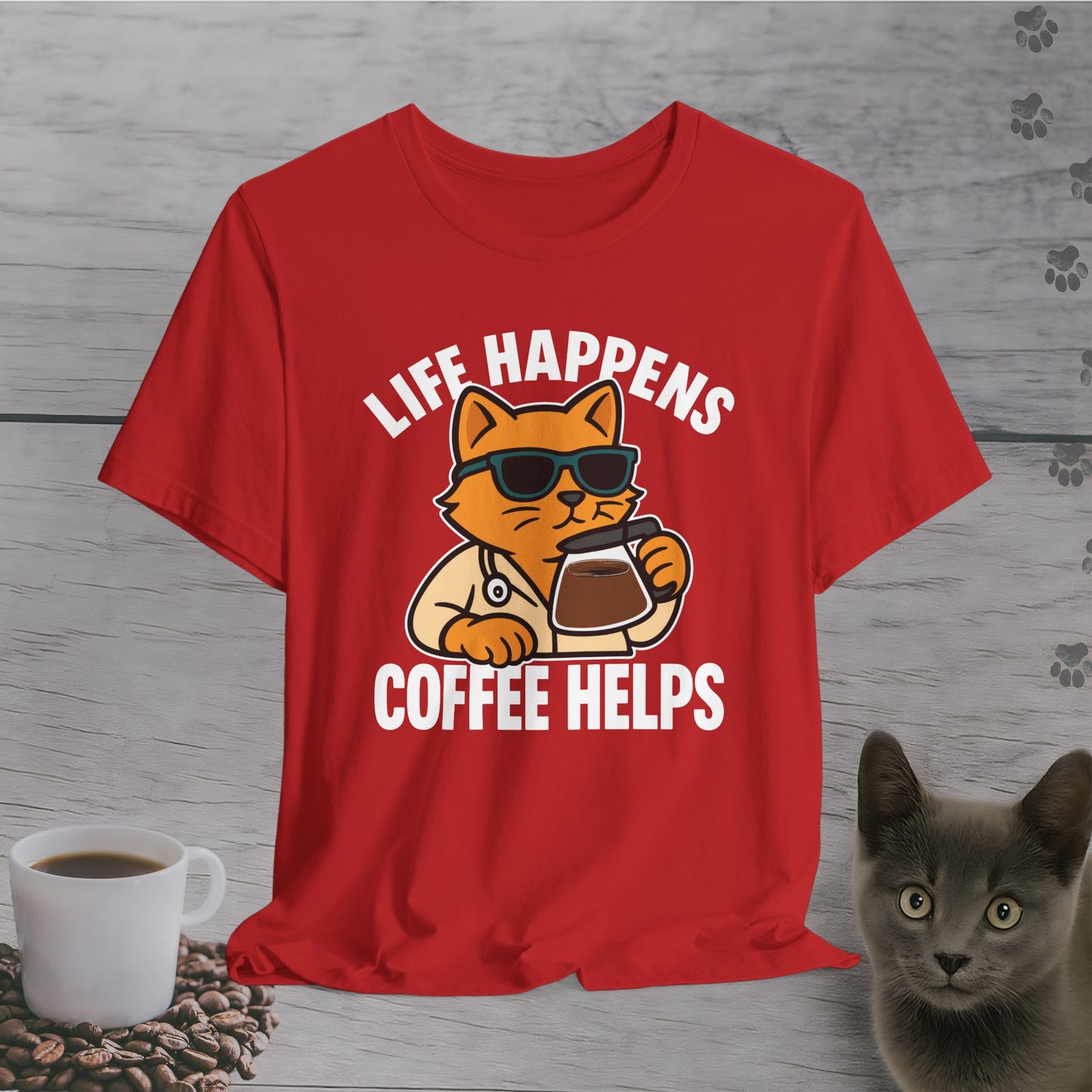 Coffee Helps Cool Cat T-Shirt
