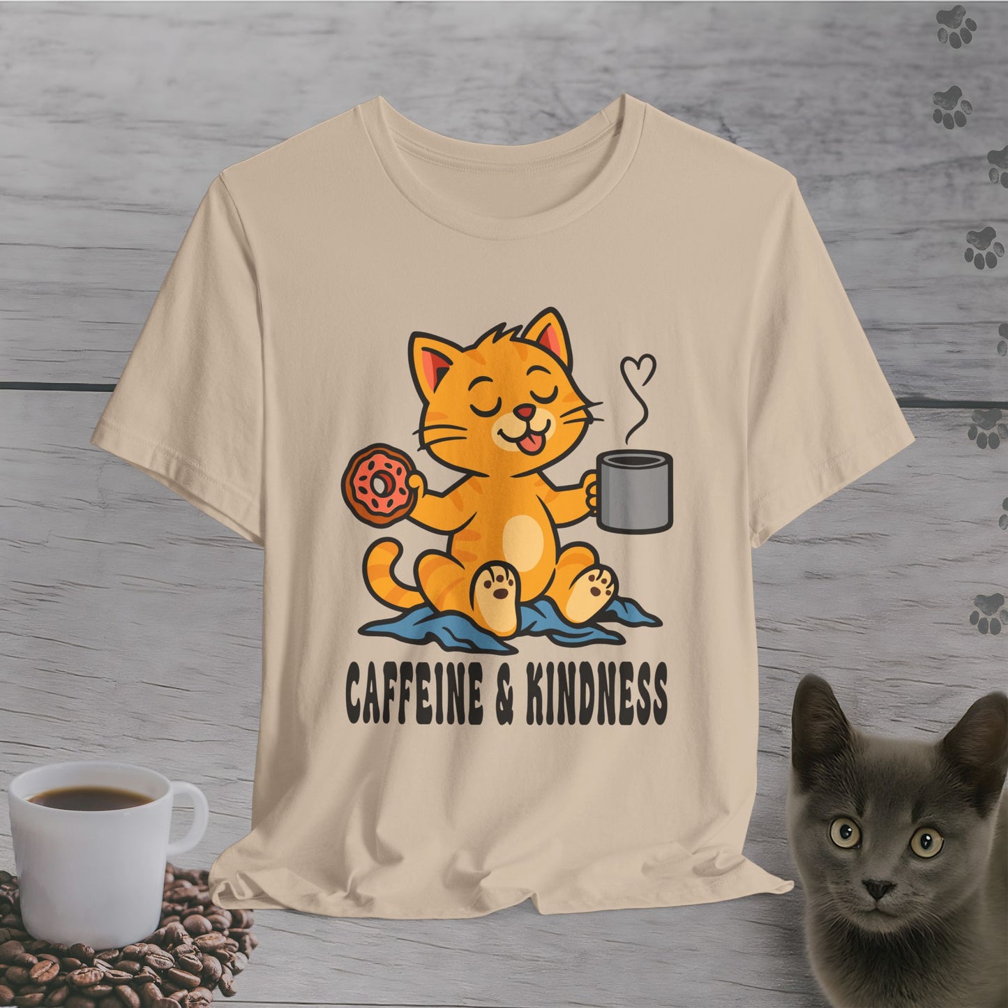 Caffeine and Kindness Cat T-Shirt