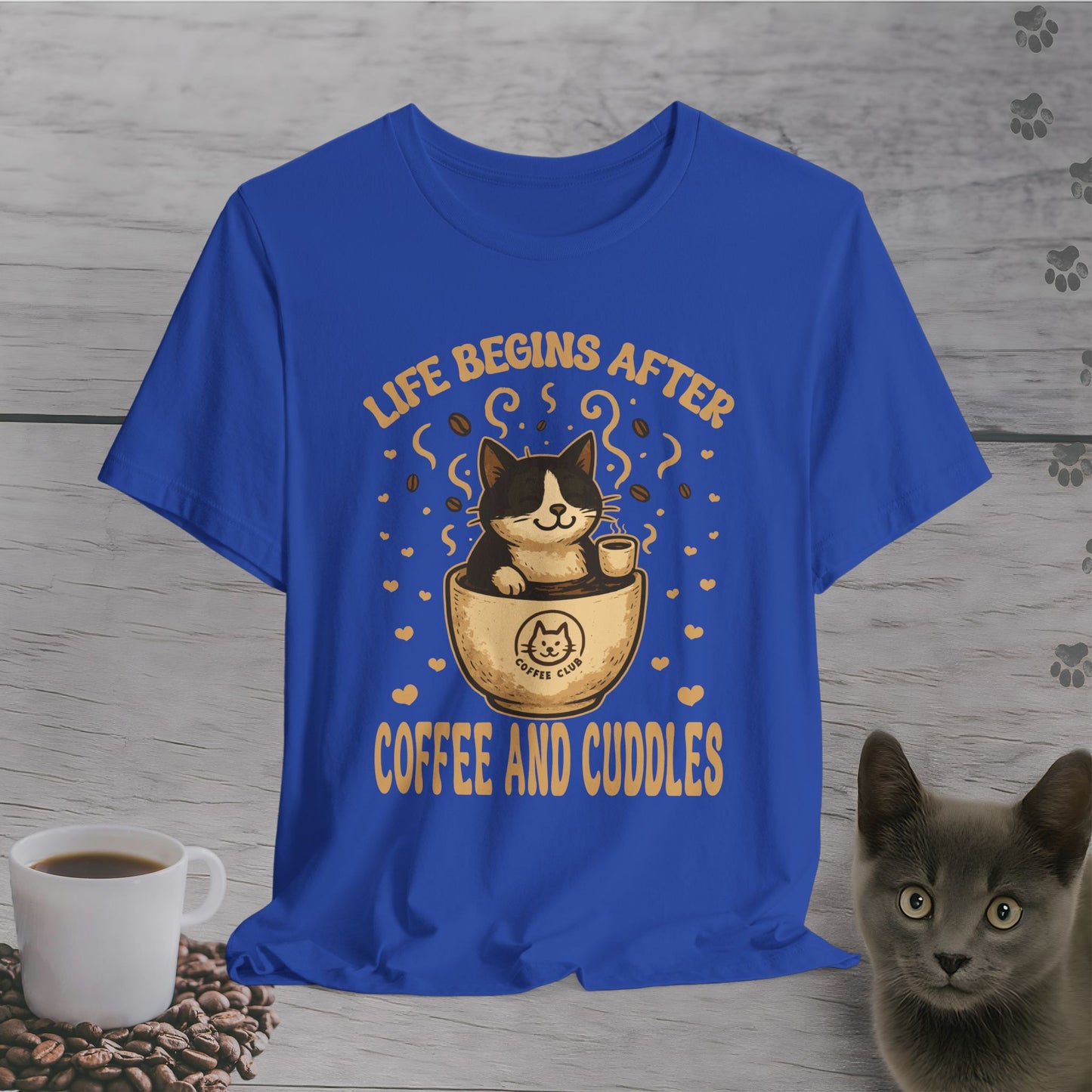 Coffee and Cuddles Cat T-Shirt
