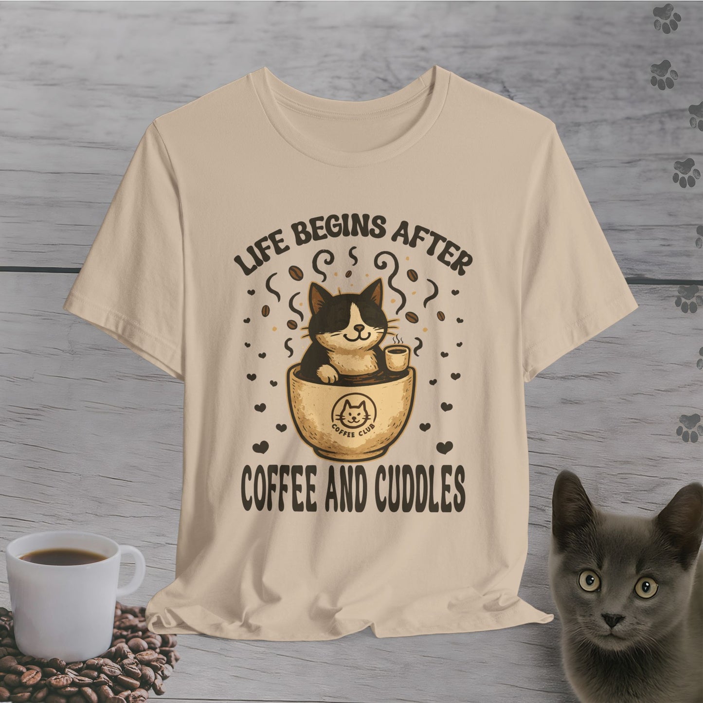 Coffee and Cuddles Cat T-Shirt