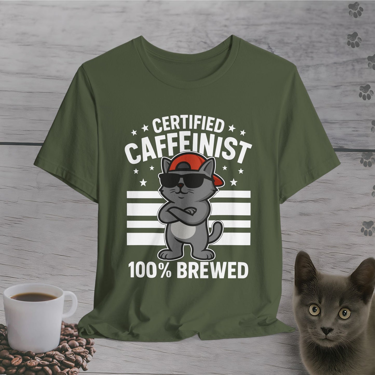 Certified Caffeinist Cat T-Shirt