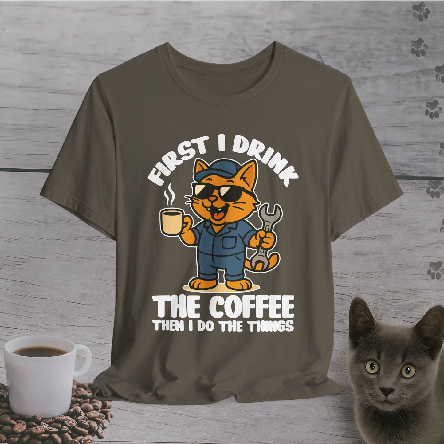 Fixing Things After Coffee Cat T-Shirt