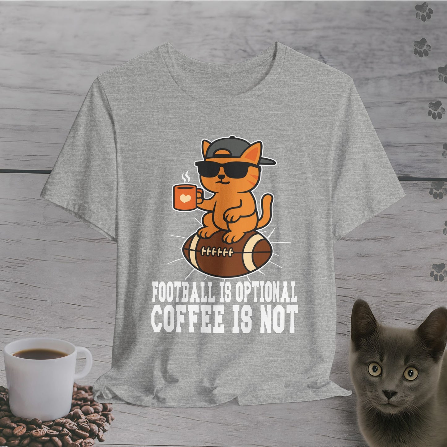 Funny Coffee Before Touchdowns Cat T-Shirt