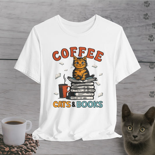 Coffee Cats Books Lover T-Shirt