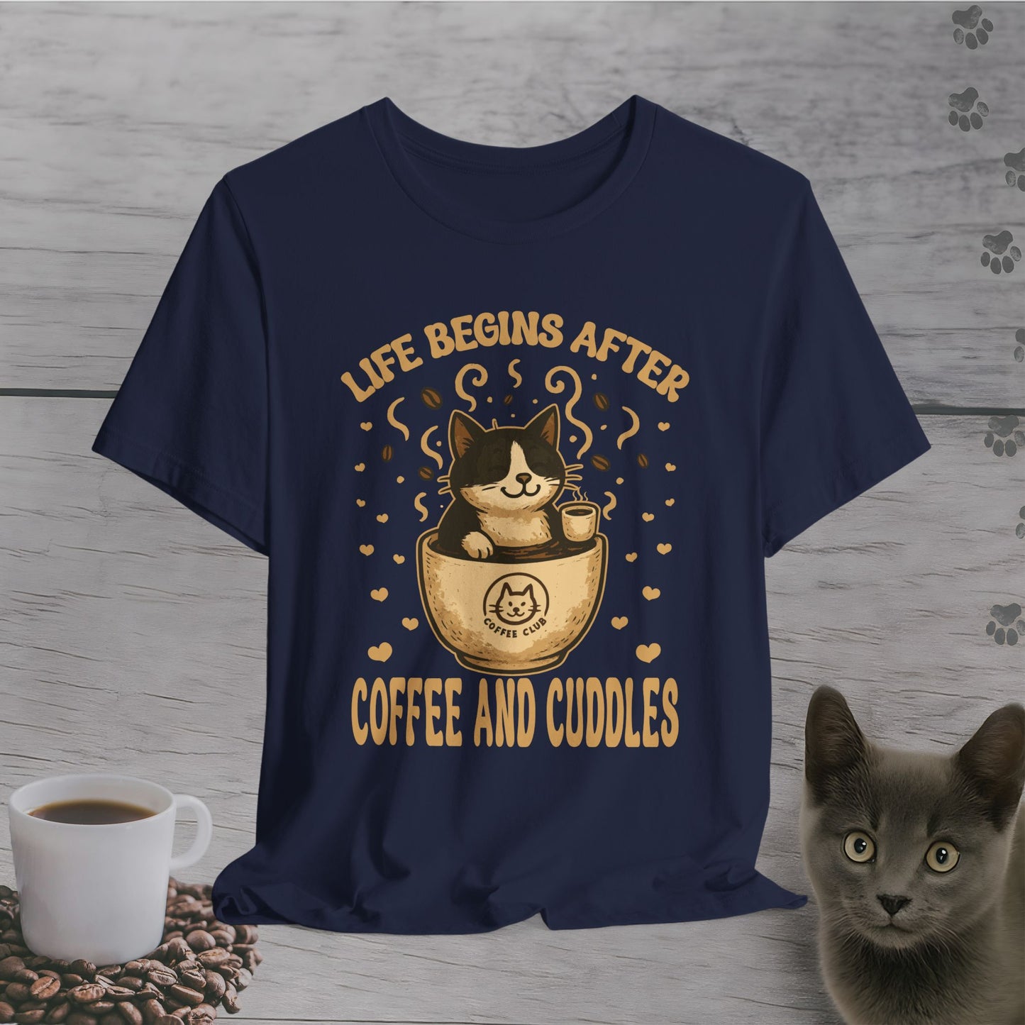 Coffee and Cuddles Cat T-Shirt