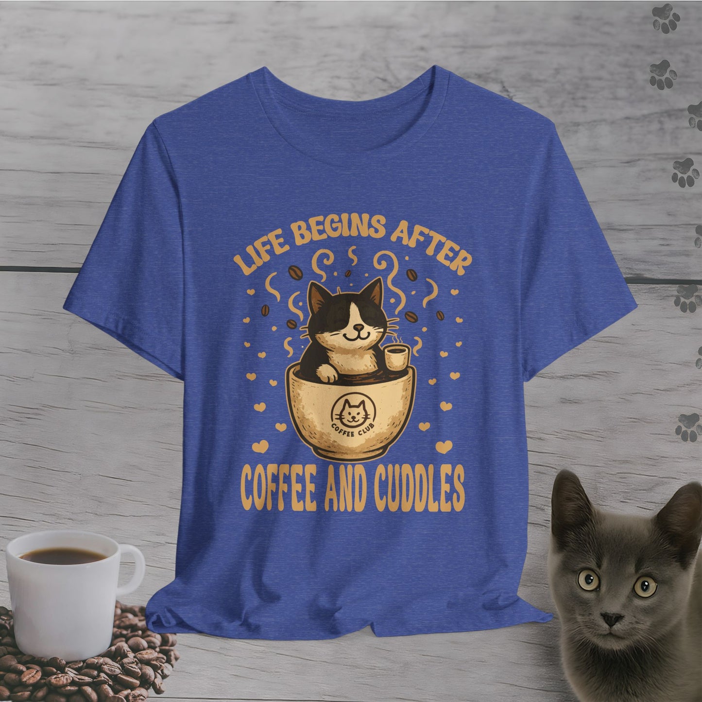 Coffee and Cuddles Cat T-Shirt