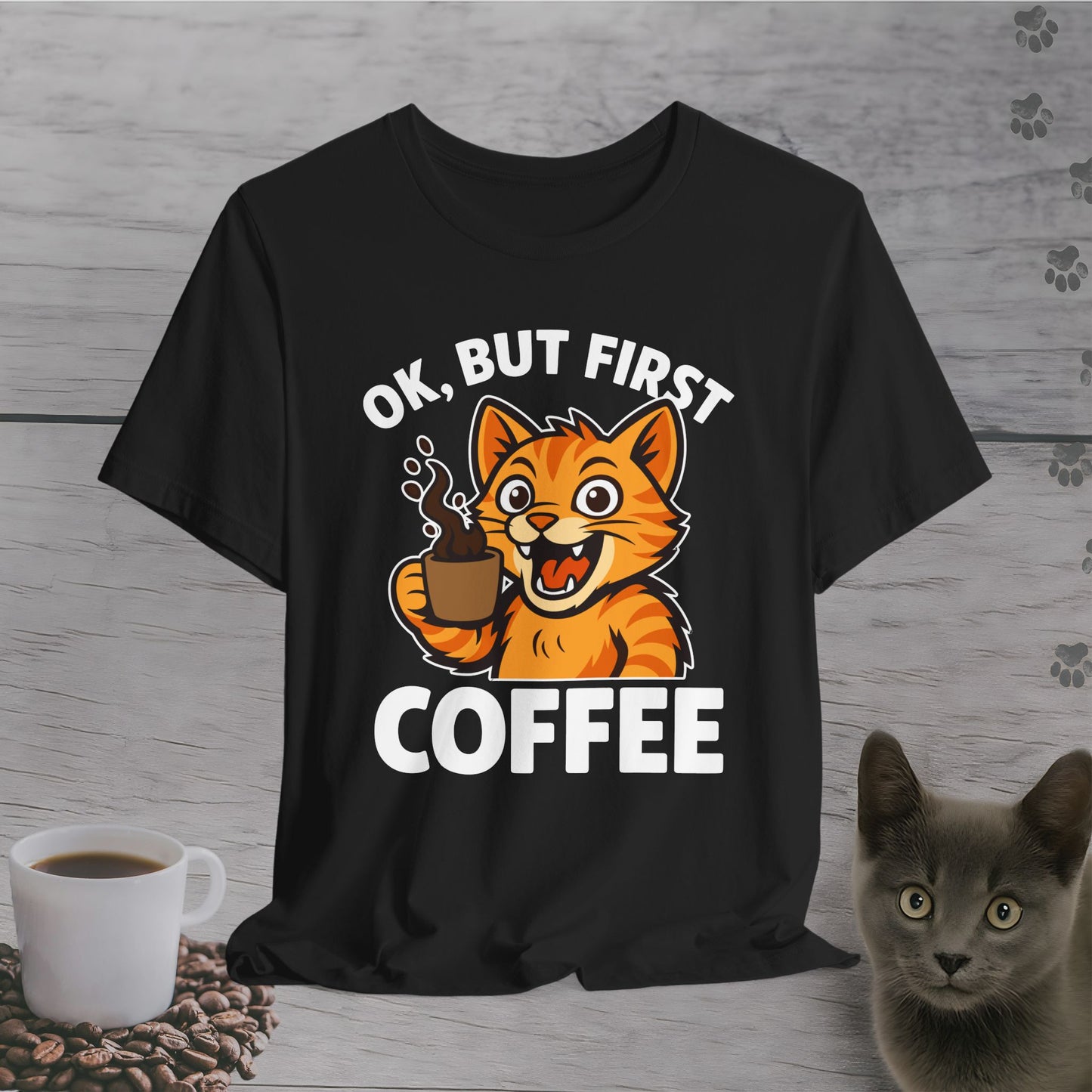 Energized But First Coffee Cat T-Shirt