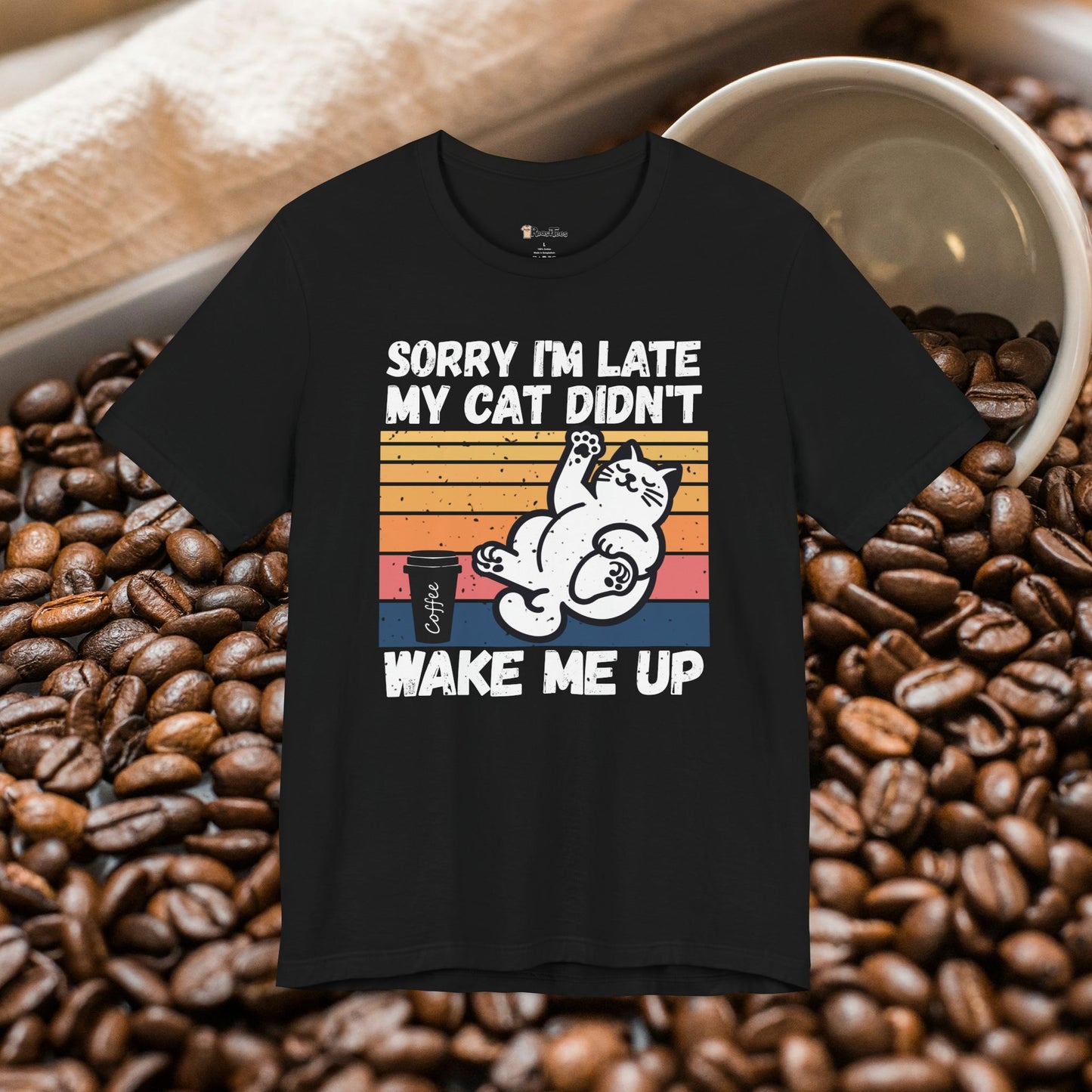 Lazy Morning Coffee Cat T-Shirt