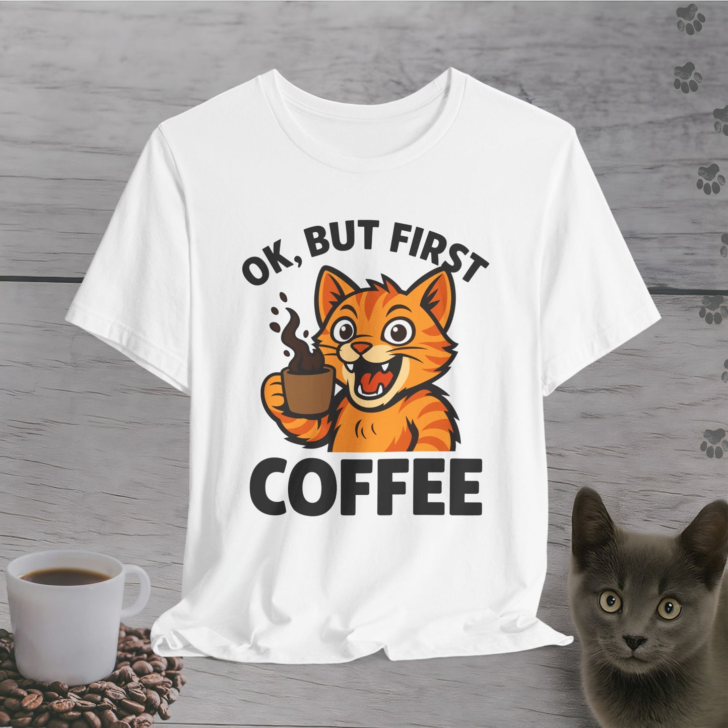 Energized But First Coffee Cat T-Shirt