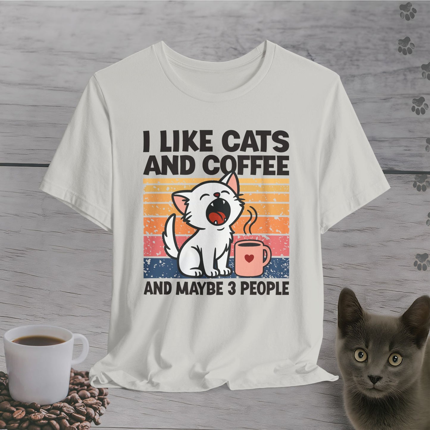 Cats Coffee and 3 People T-Shirt