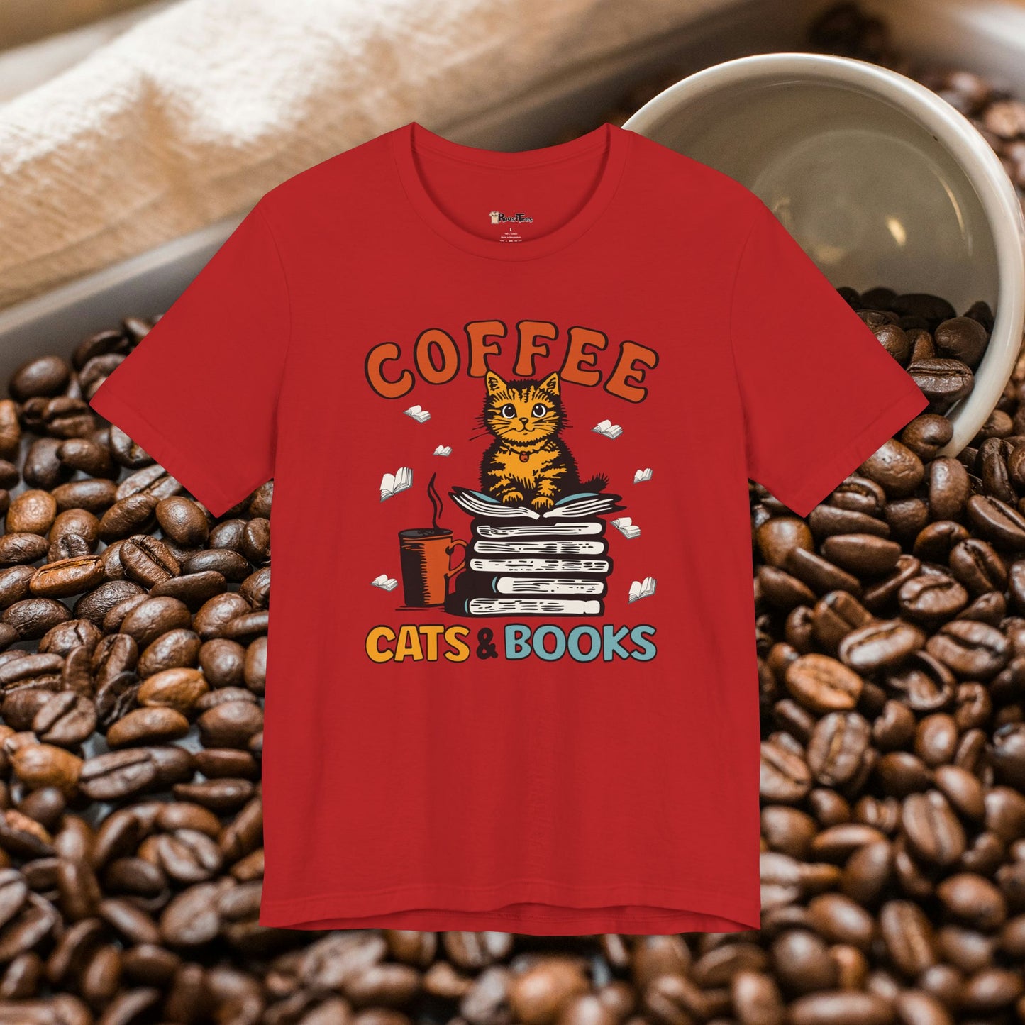 Coffee Cats Books Lover T-Shirt