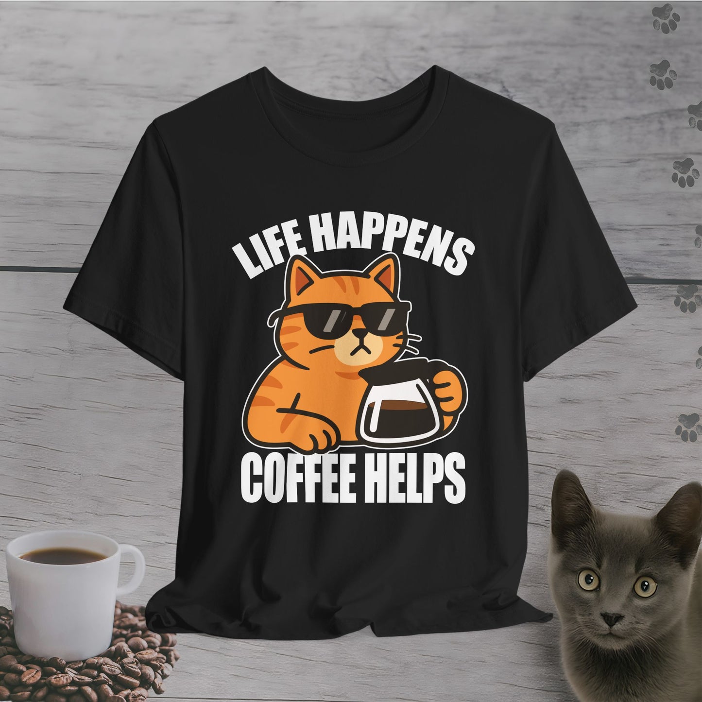 Life Happens Coffee Cat T-Shirt