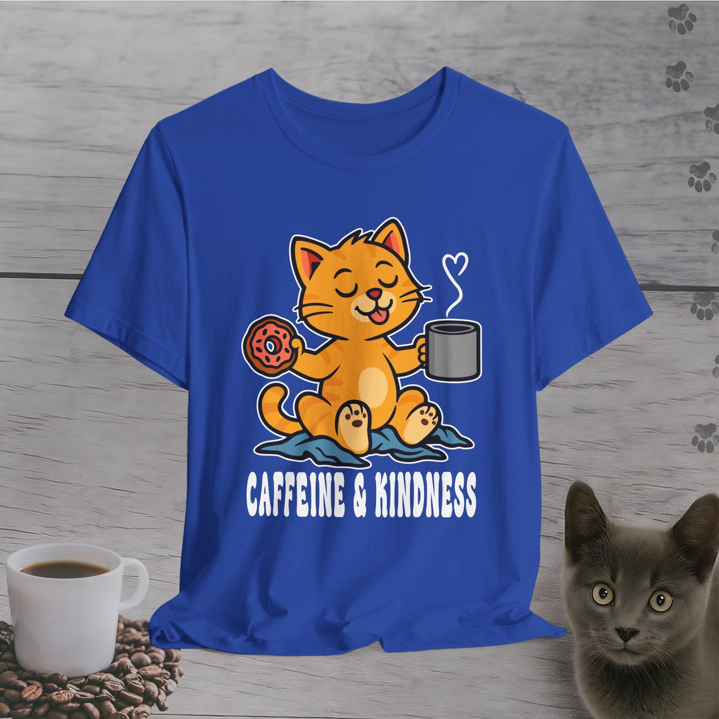 Caffeine and Kindness Cat T-Shirt