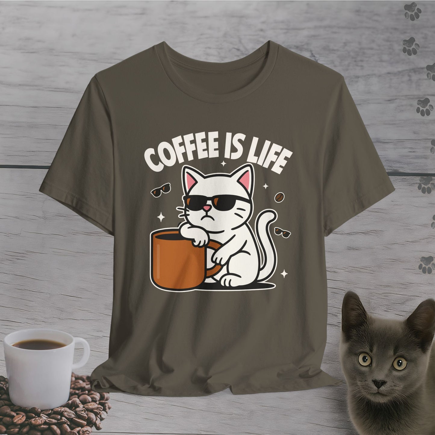 Coffee Is Life Cat T-Shirt