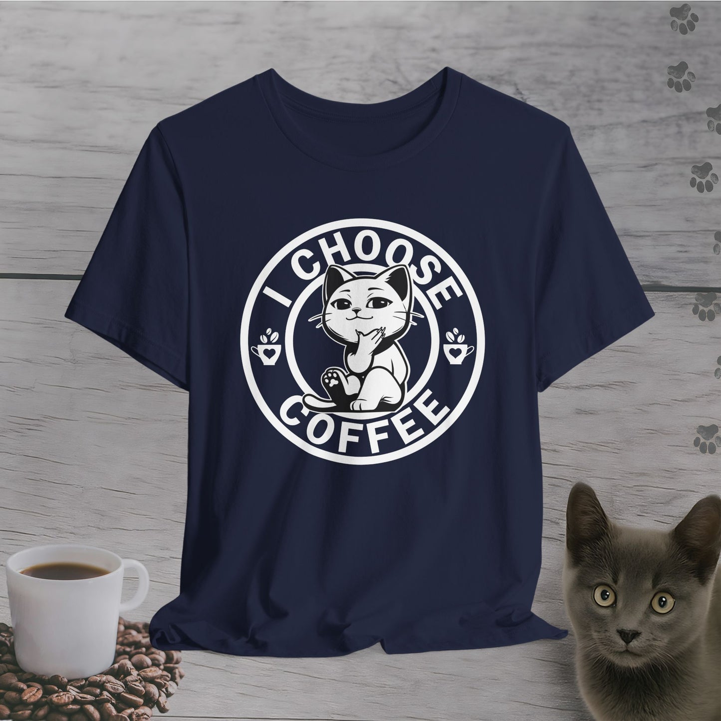 Wise Cat Chooses Coffee T-Shirt