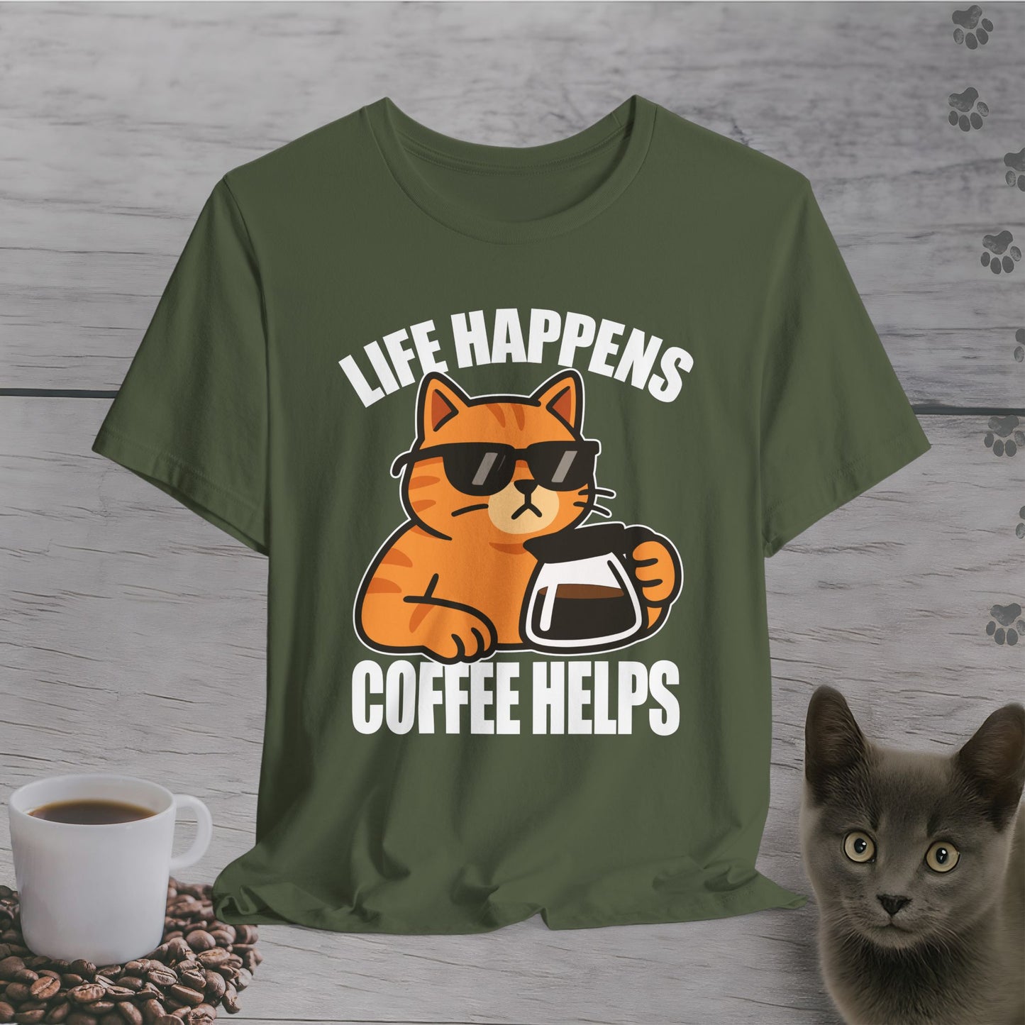 Life Happens Coffee Cat T-Shirt