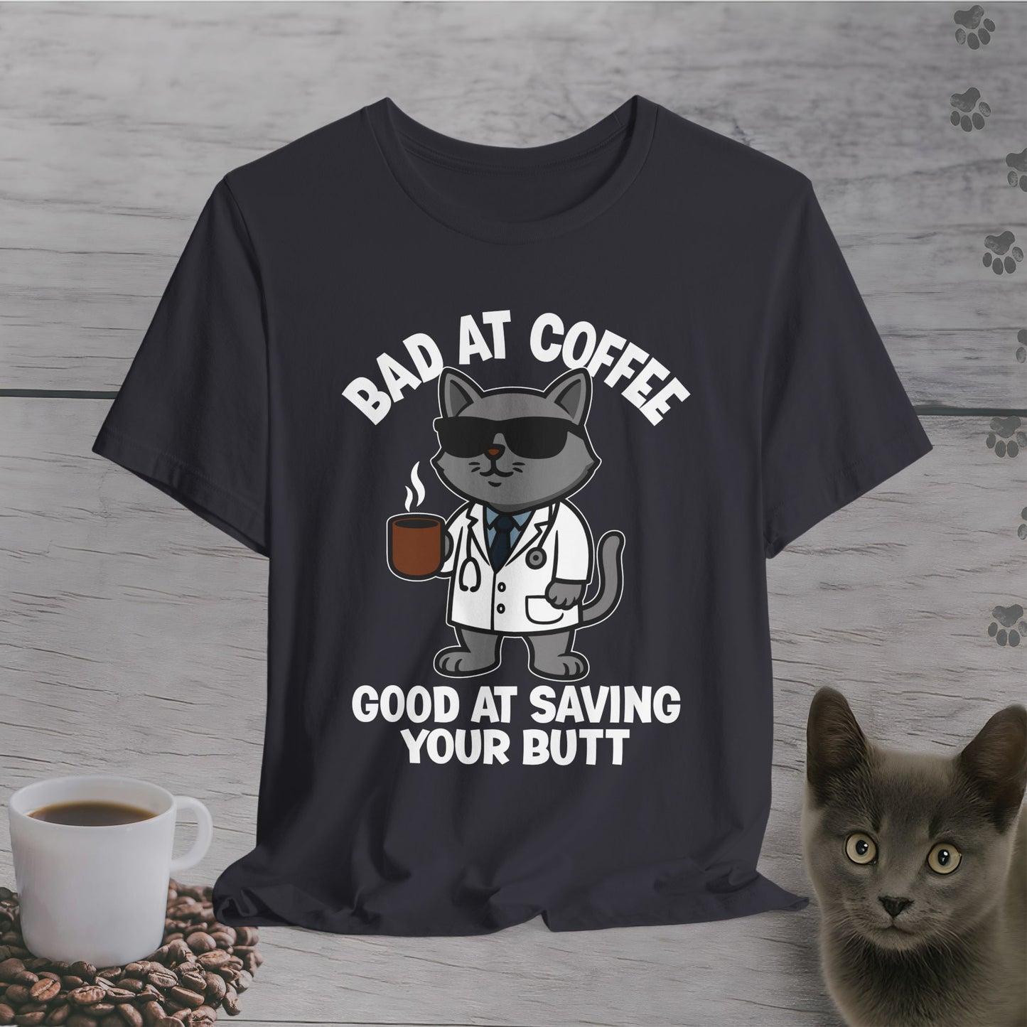 Butt-Saving Coffee Cat T-Shirt