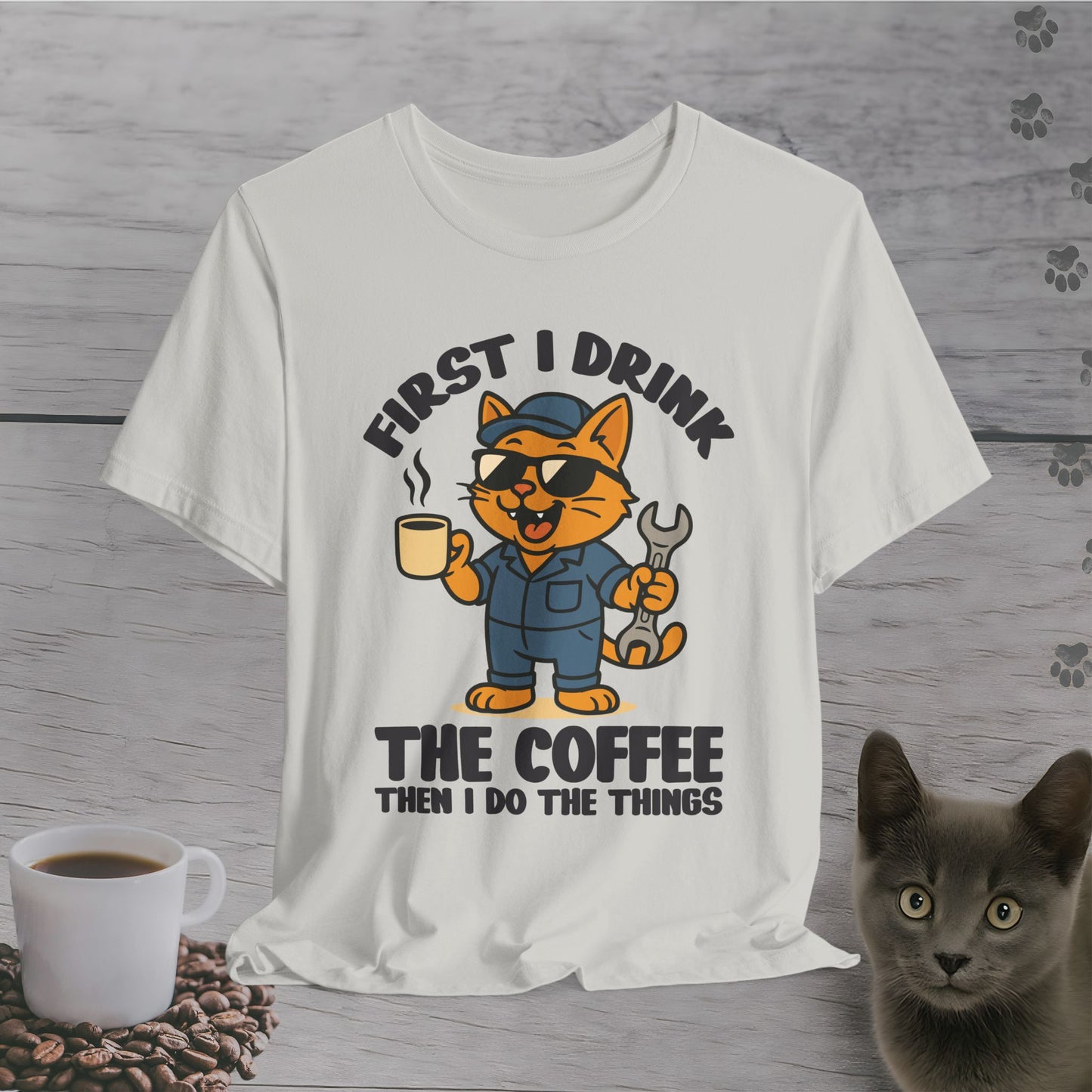 Fixing Things After Coffee Cat T-Shirt