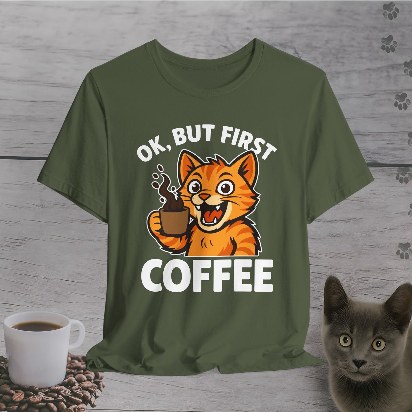 Energized But First Coffee Cat T-Shirt