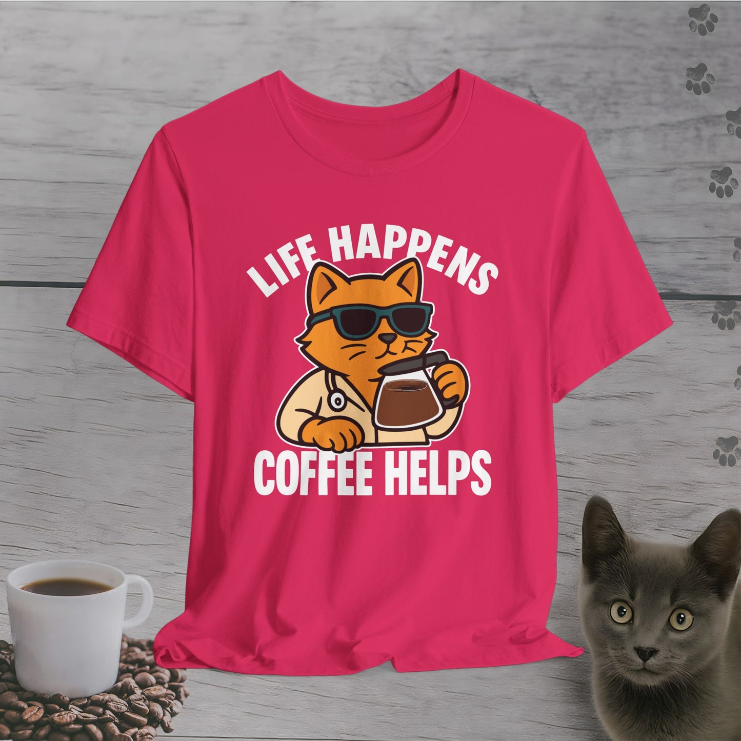 Coffee Helps Cool Cat T-Shirt