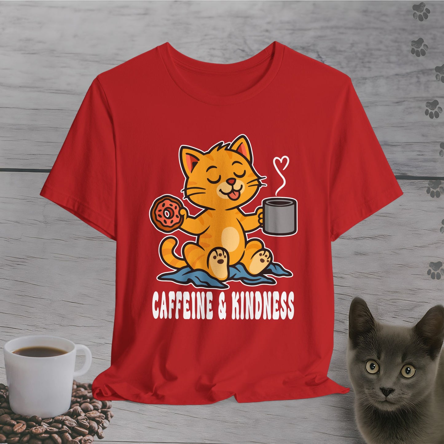 Caffeine and Kindness Cat T-Shirt