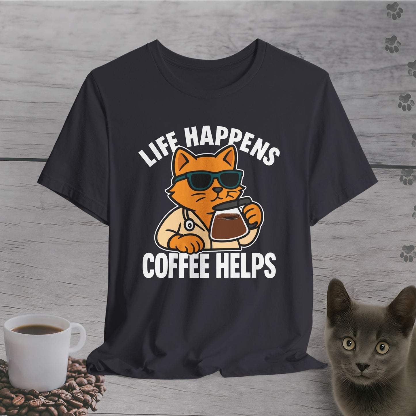 Coffee Helps Cool Cat T-Shirt