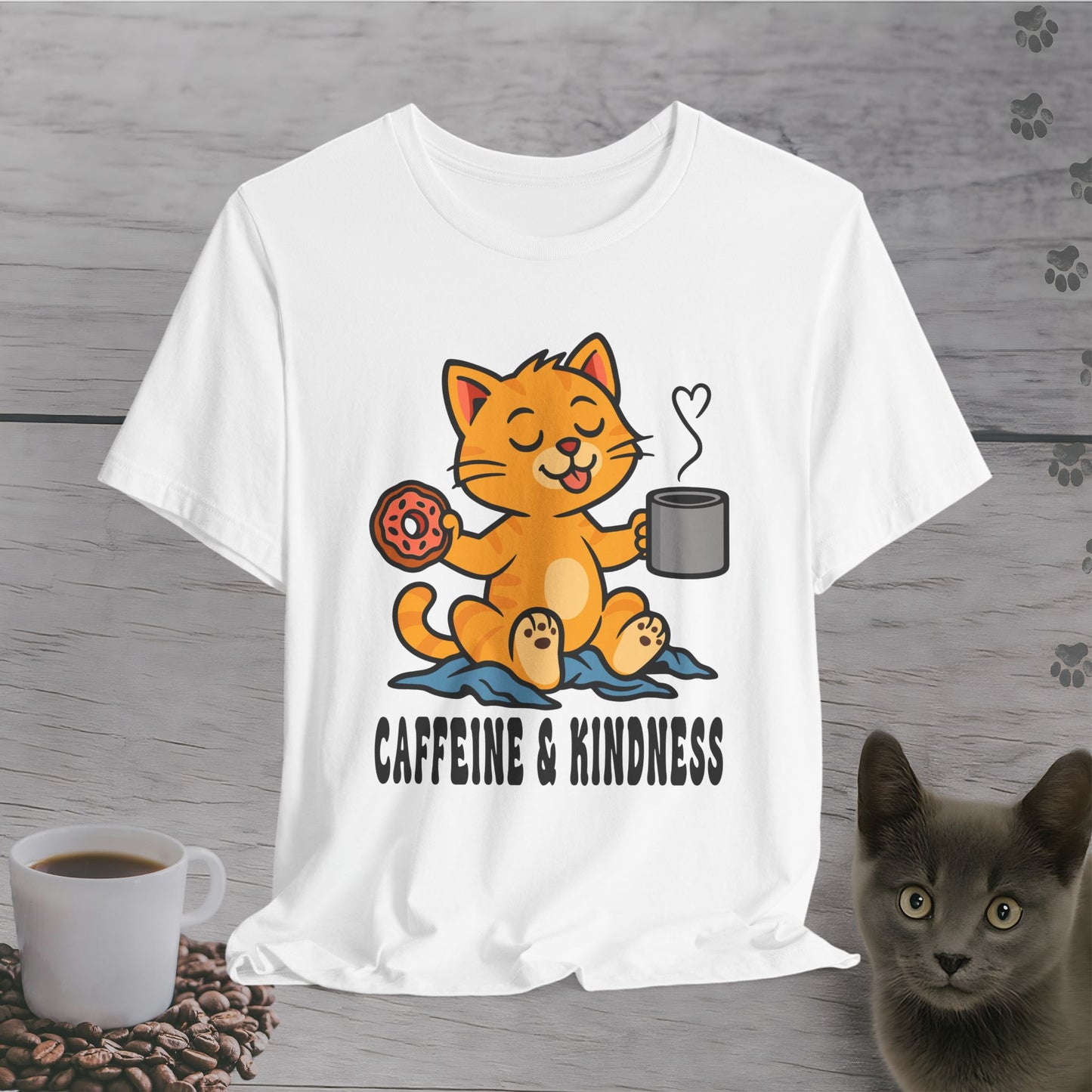 Caffeine and Kindness Cat T-Shirt