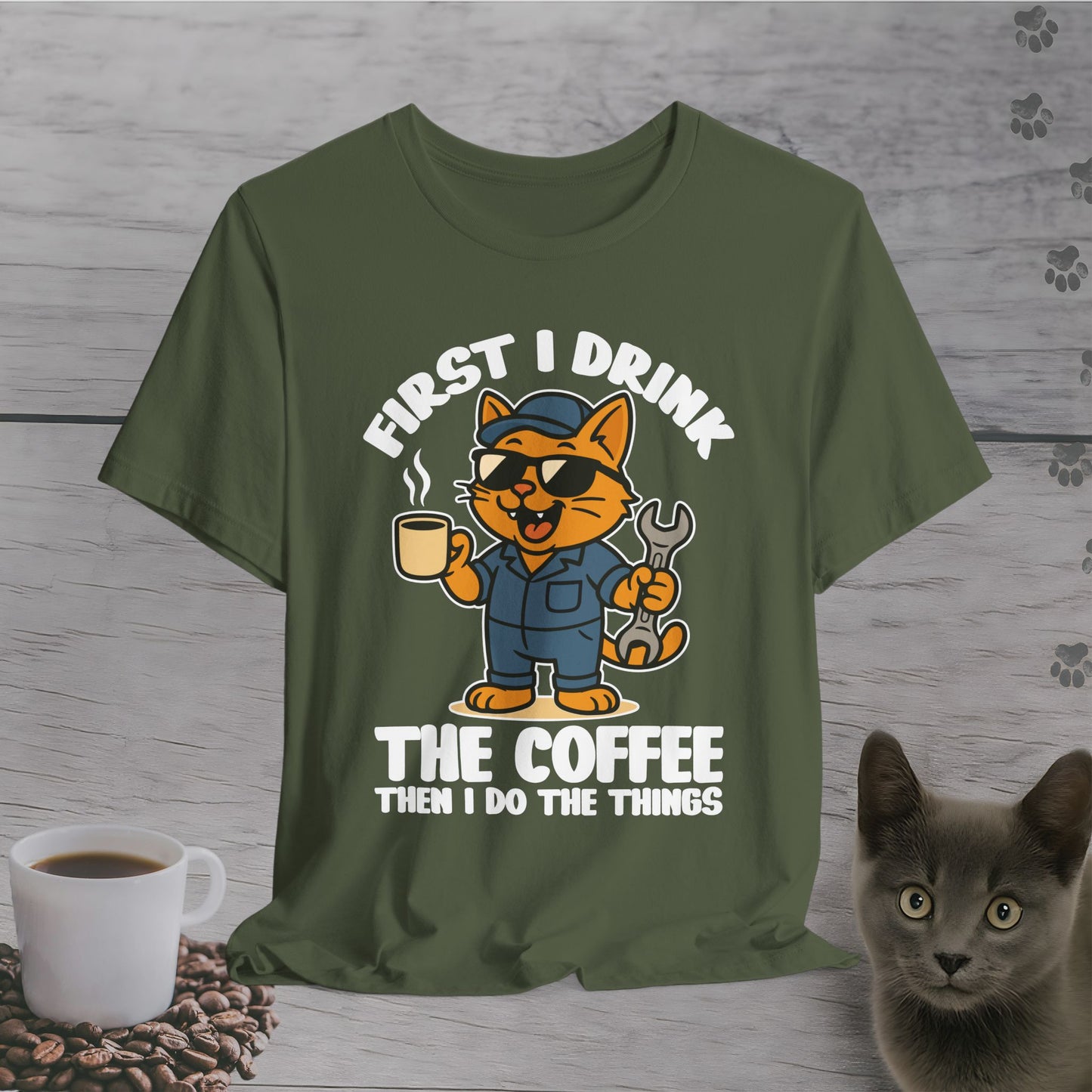 Fixing Things After Coffee Cat T-Shirt