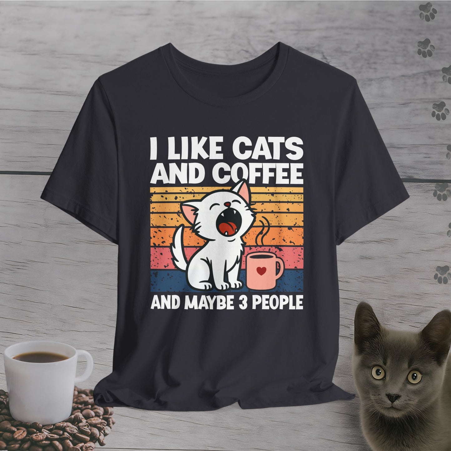 Cats Coffee and 3 People T-Shirt